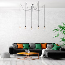 Load image into Gallery viewer, Hang-5 French Linen Ceiling Pendant Light - Black - 5 Wires 3.50m