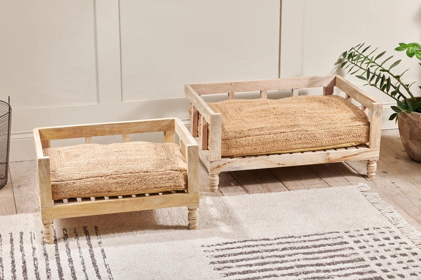 Hatira Mango Wood Pet Bed - Natural - Large