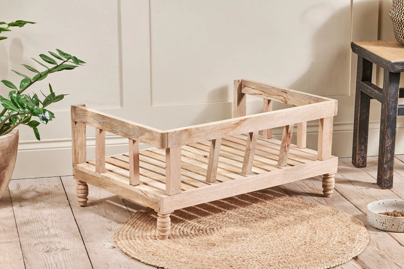 Hatira Mango Wood Pet Bed - Natural - Large