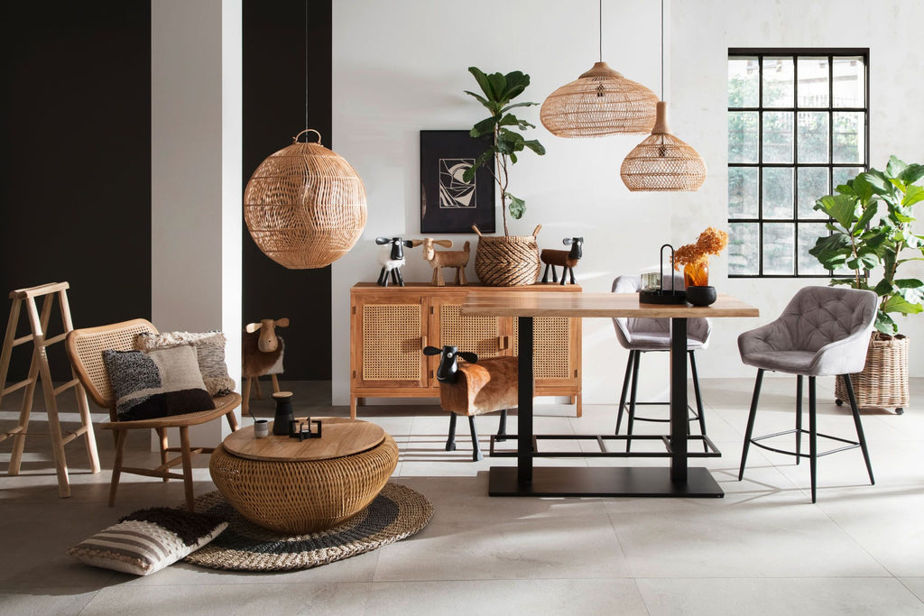 Dresser 3 doors - 150x42x85- Natural - Teak/rattan