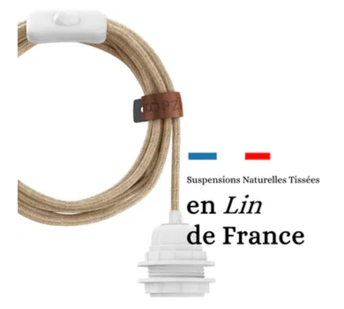 Bala hanging lamp in French linen- Ficelle Brute