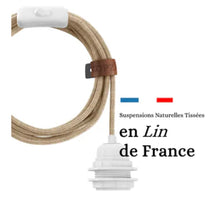 Cargar imagen en el visor de la galería, Bala hanging lamp in French linen- Ficelle Brute