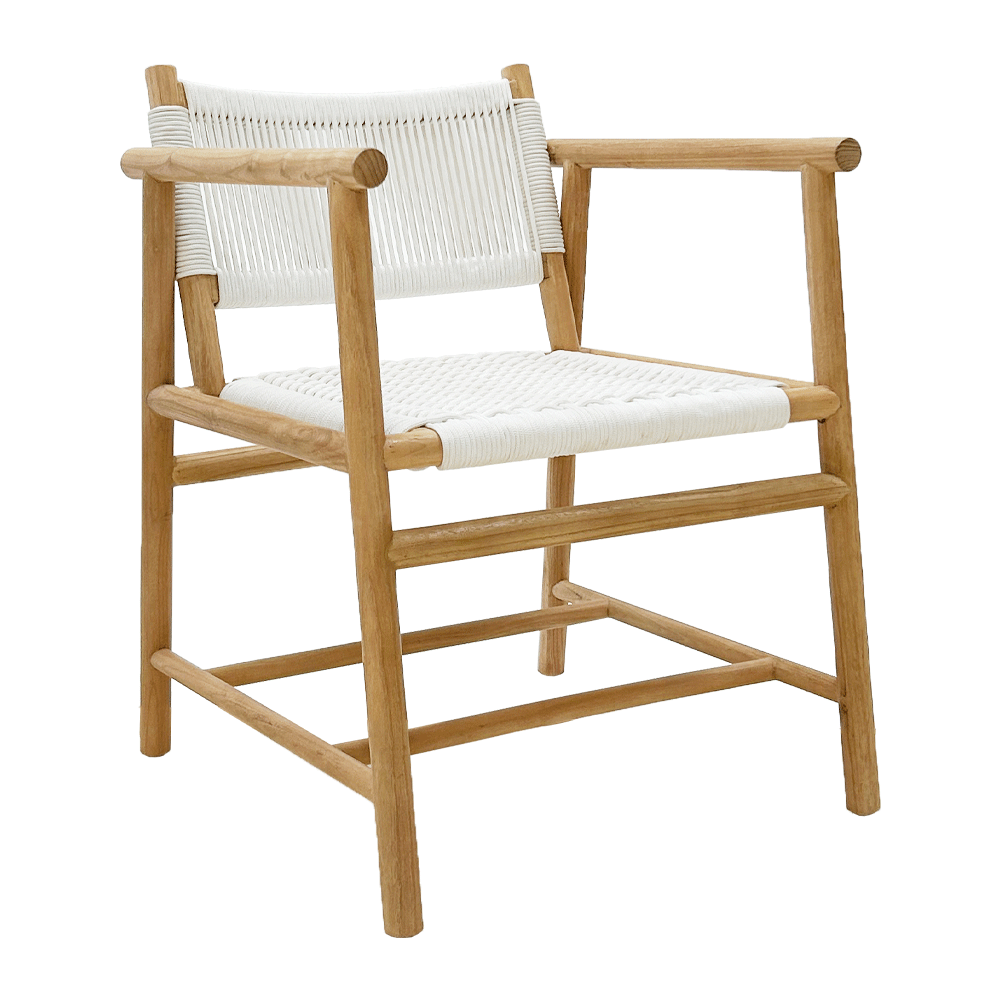 White Rope and teak armchair