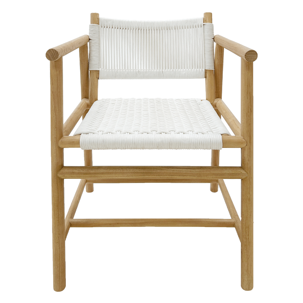 White Rope and teak armchair