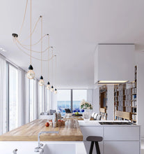 Cargar imagen en el visor de la galería, Hang-5 French Linen Ceiling Pendant Light - Black - 5 Wires 3.50m