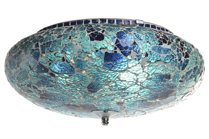 CEILING LAMP GLASS 38X38X14 CRACKED BLUE
