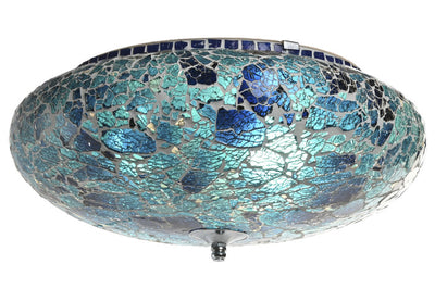 CEILING LAMP GLASS 38X38X14 CRACKED BLUE