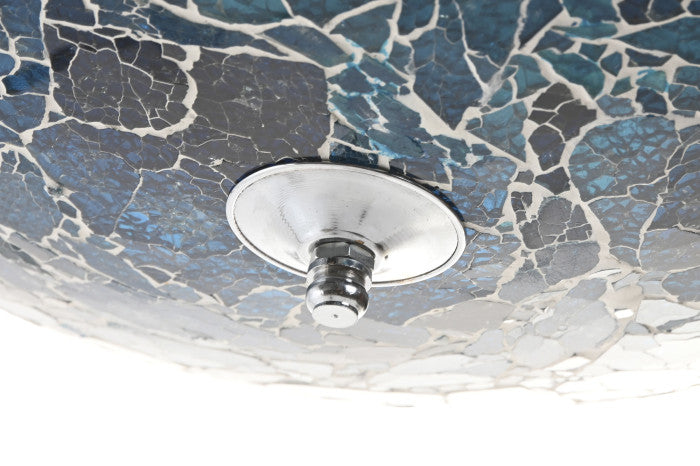 CEILING LAMP GLASS 38X38X14 CRACKED BLUE
