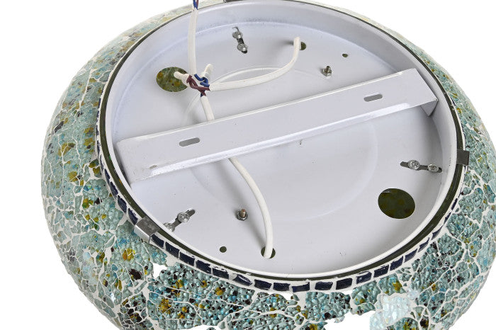 CEILING LAMP GLASS 38X38X14 CRACKED BLUE