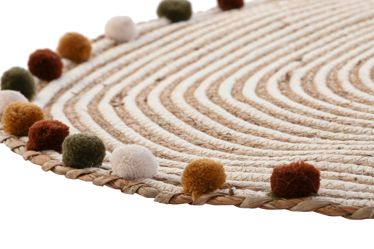 CARPET COTTON SEAGRASS 90X90X1 POMPON NATURAL