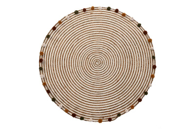 CARPET COTTON SEAGRASS 90X90X1 POMPON NATURAL