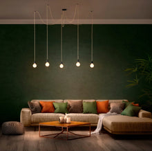 Cargar imagen en el visor de la galería, Hang-5 French Linen Ceiling Pendant Light - Black - 5 Wires 3.50m