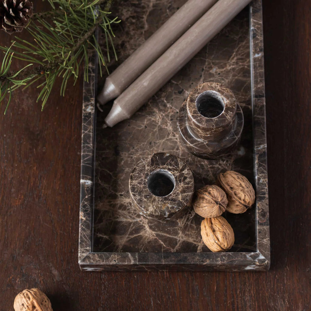 MARBLE deco tray, Brown