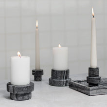 Load image into Gallery viewer, MARBLE block candleholder, tall, Black / Grey