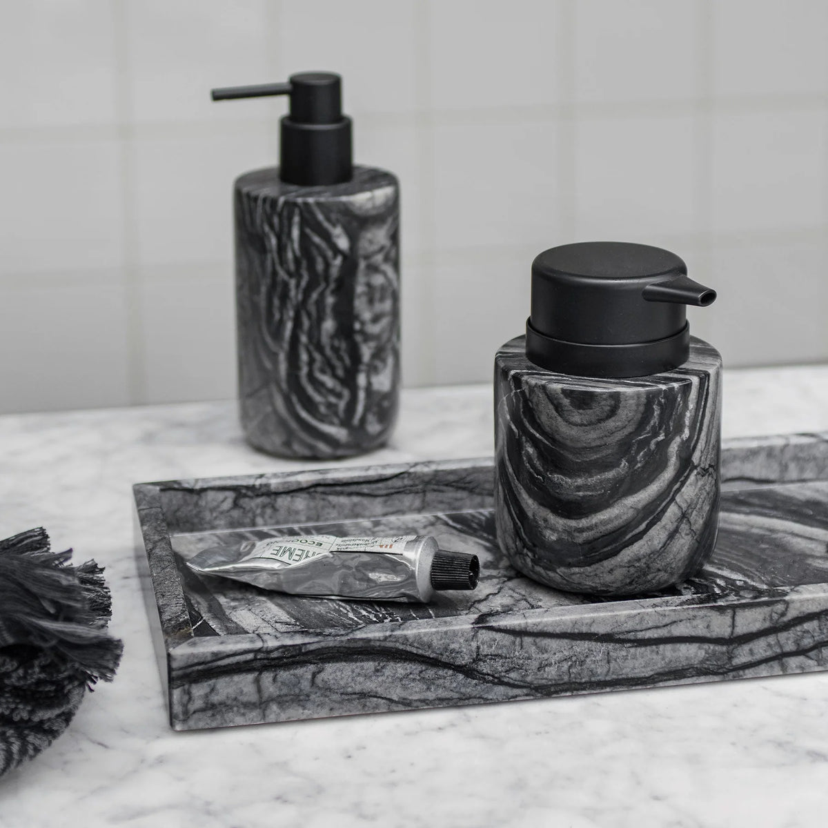 MARBLE deco tray, Black / Grey