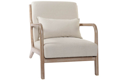 ARMCHAIR WOOD LINEN 66X79X75 CUSHION BEIGE