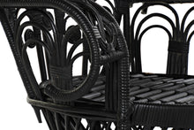 Load image into Gallery viewer, POLYESTER RATTAN ARMCHAIR 96X66X140 BLACK
