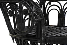 Charger l&#39;image dans la galerie, POLYESTER RATTAN ARMCHAIR 96X66X140 BLACK