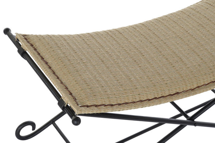 FOOTREST/LUGGAGE CHAIR METAL RATTAN 94X49X44