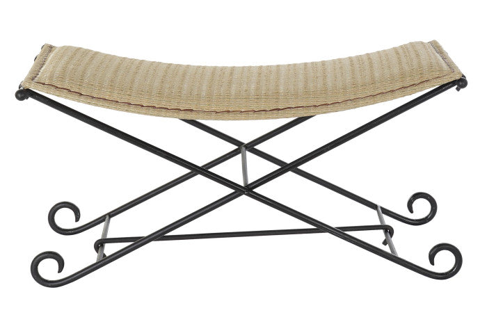 FOOTREST/LUGGAGE CHAIR METAL RATTAN 94X49X44