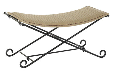 FOOTREST/LUGGAGE CHAIR METAL RATTAN 94X49X44