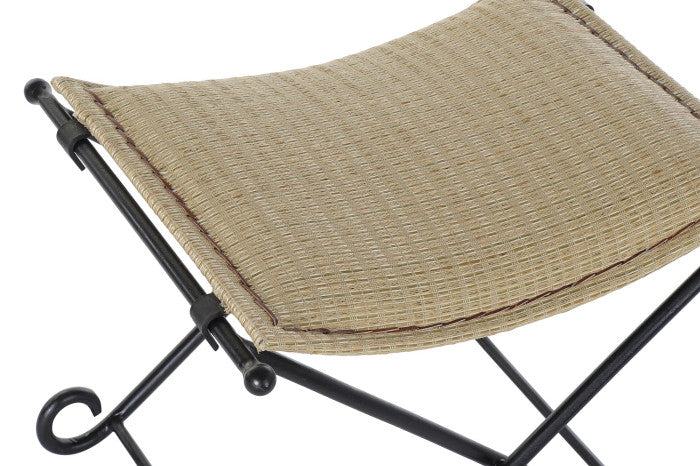 FOOTREST/LUGGAGE METAL RATTAN 53X45X44 LIGHT BROWN