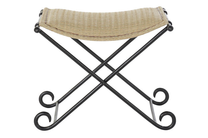 FOOTREST/LUGGAGE METAL RATTAN 53X45X44 LIGHT BROWN