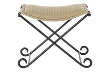 Laden Sie das Bild in den Galerie-Viewer, FOOTREST/LUGGAGE METAL RATTAN 53X45X44 LIGHT BROWN