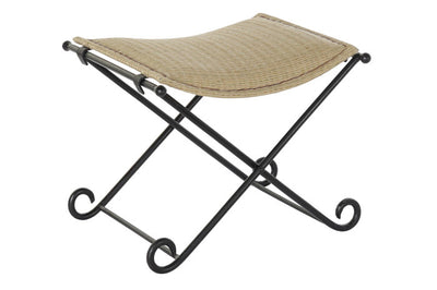 FOOTREST/LUGGAGE METAL RATTAN 53X45X44 LIGHT BROWN