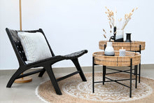 Load image into Gallery viewer, ARMCHAIR LEATHER TEAK 65X79X70 BRAIDED BLACK