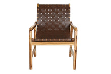 Charger l&#39;image dans la galerie, ARMCHAIR TEAK LEATHER 66X73X96 BROWN