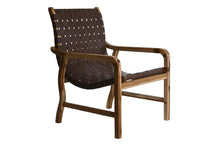 Load image into Gallery viewer, ARMCHAIR TEAK LEATHER 66X73X96 BROWN