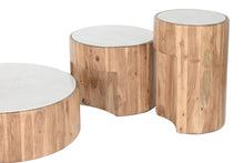 Load image into Gallery viewer, COFFEE TABLE SET 3 ACACIA MARBLE 75X75X25
