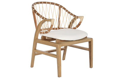 MAHOGANY RATTAN CHAIR 57X68X79 WITH NATURAL CUSHION