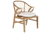 MAHOGANY RATTAN CHAIR 57X68X79 WITH NATURAL CUSHION