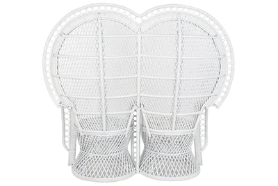 RATTAN ARMCHAIR 154X70X144 2 SEATS WHITE