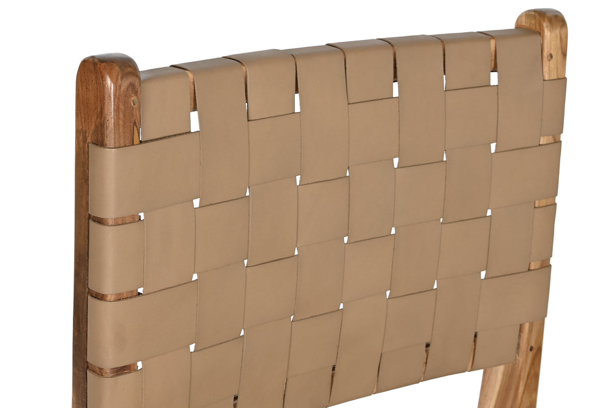 TEAK LEATHER CHAIR 50X58X85 BEIGE