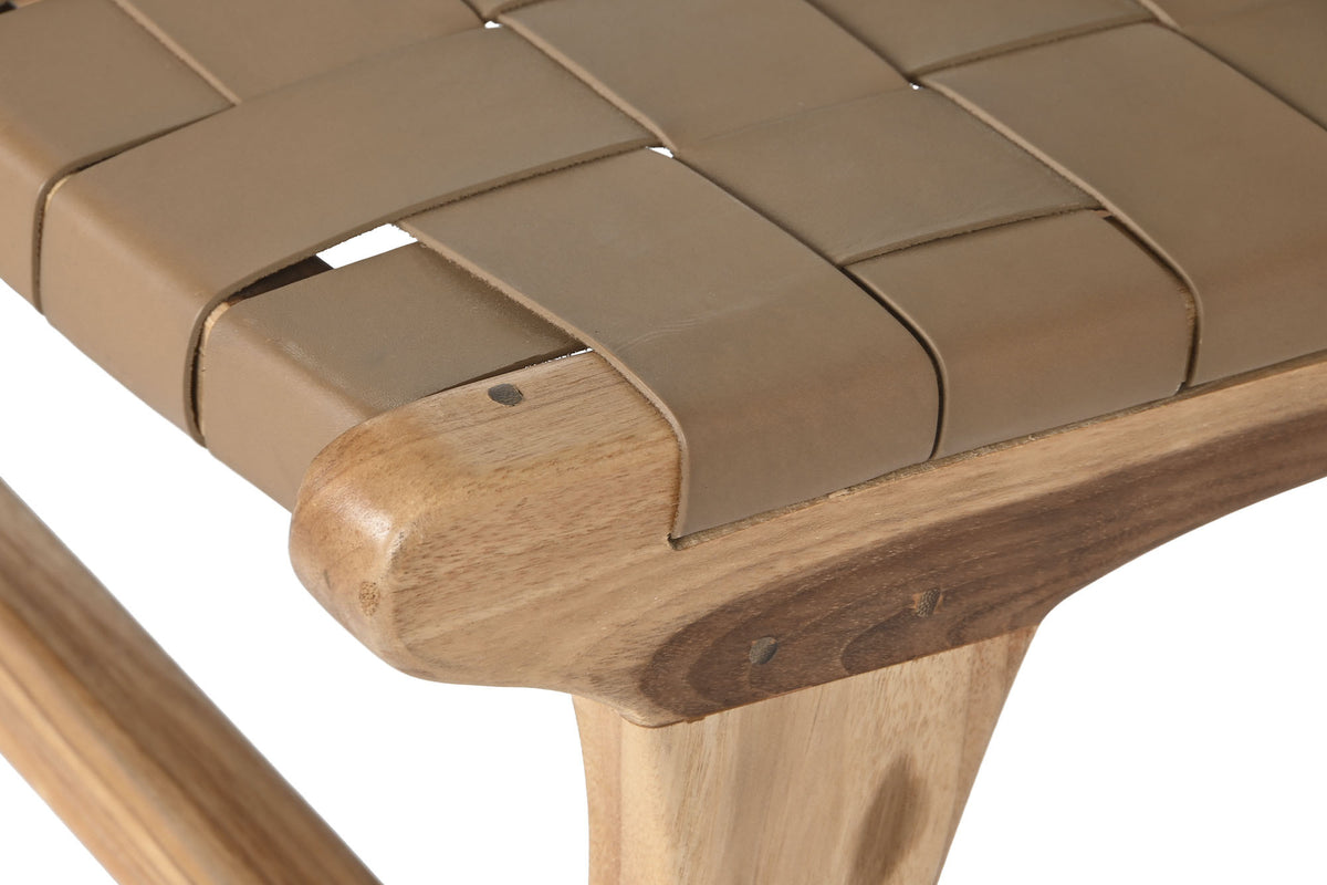 TEAK LEATHER CHAIR 50X58X85 BEIGE