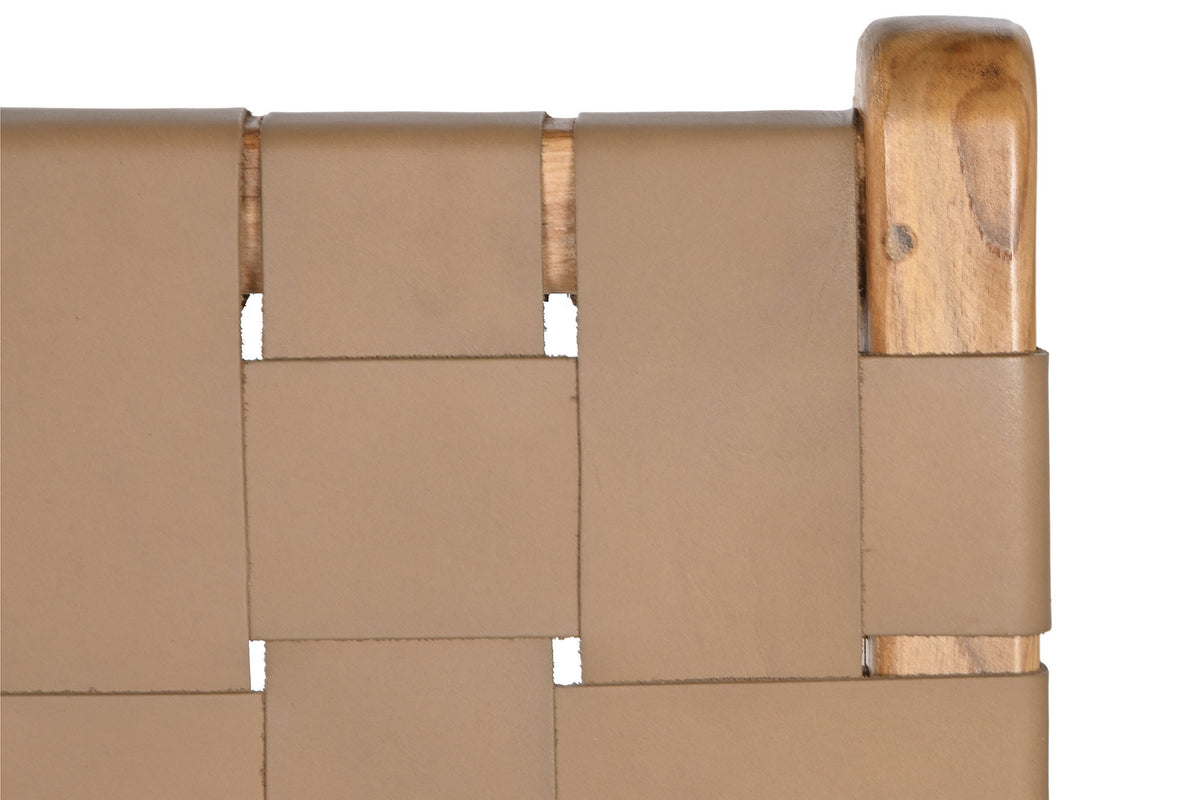 TEAK LEATHER CHAIR 50X58X85 BEIGE