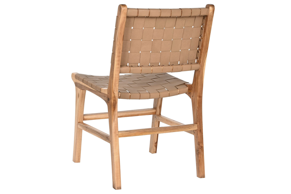 TEAK LEATHER CHAIR 50X58X85 BEIGE