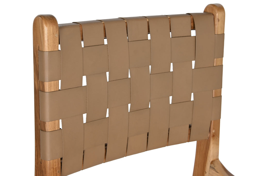 TEAK LEATHER STOOL 45X57X110 BEIGE