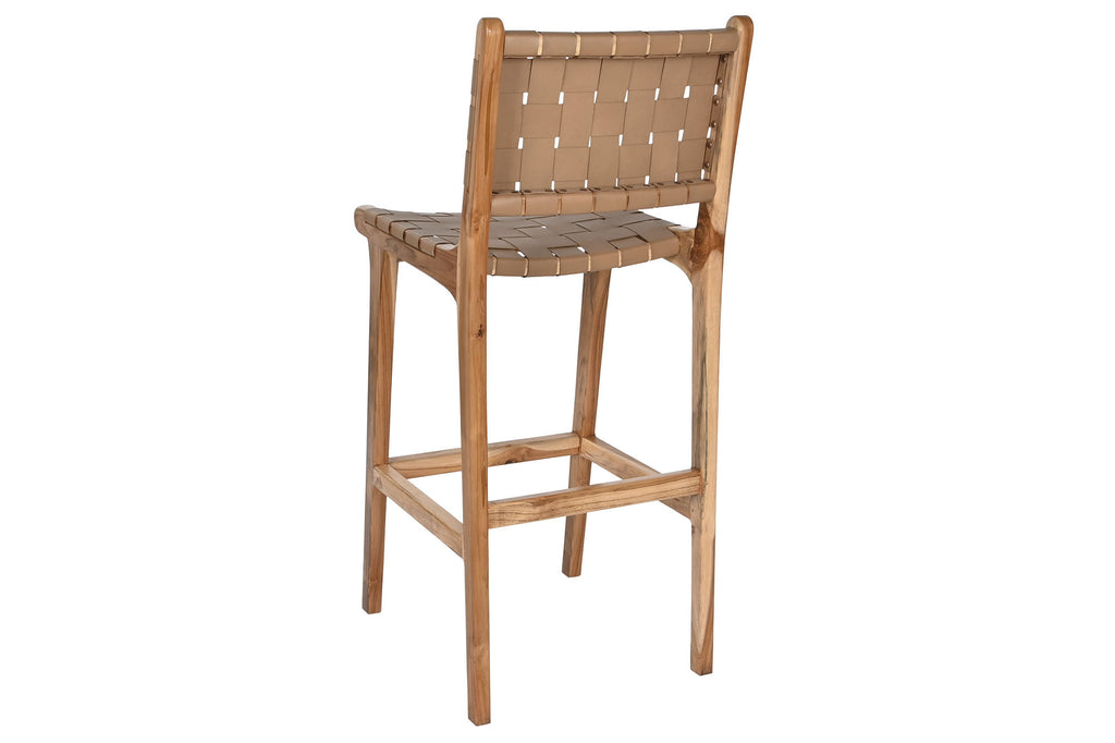 TEAK LEATHER STOOL 45X57X110 BEIGE