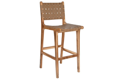 TEAK LEATHER STOOL 45X57X110 BEIGE