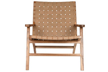 Load image into Gallery viewer, ARMCHAIR TEAK LEATHER 74X78X75 BEIGE