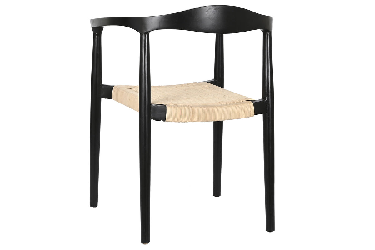 TEAK RATAN CHAIR 59X55X78 BLACK
