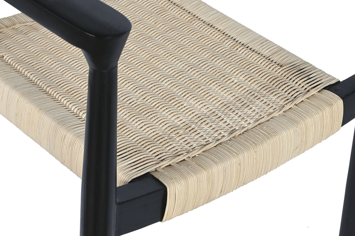 TEAK RATAN CHAIR 59X55X78 BLACK