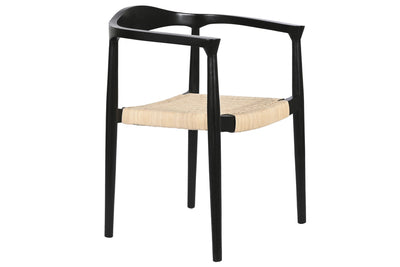 TEAK RATAN CHAIR 59X55X78 BLACK