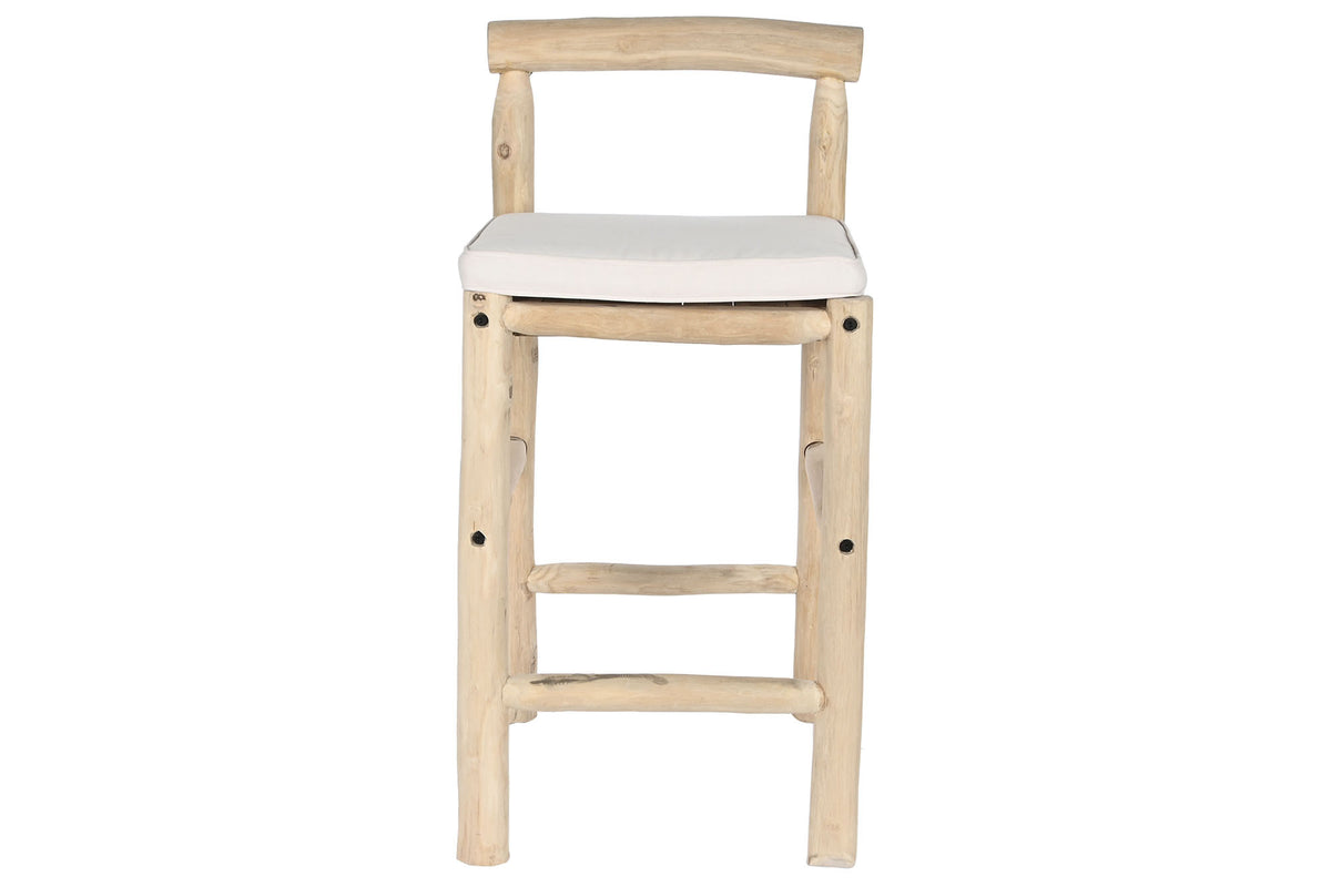 STOOL TEAK POLYESTER 50X50X102 NATURAL