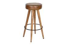 Load image into Gallery viewer, STOOL LEATHER RATTAN 42X42X76 WOOD BROWN