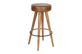 STOOL LEATHER RATTAN 42X42X76 WOOD BROWN
